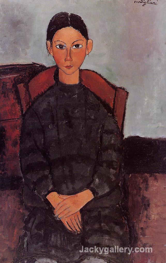 Young Girl in a Black Apron by Amedeo Modigliani paintings reproduction